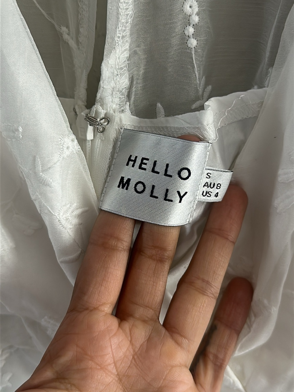 Hello Molly White Embroidered V-Neck Mini Dress - Picture 3 of 6